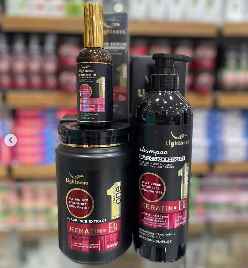 ليجيتنيس مستخلص الأرز الأسود مع الكيراتين وفيتامين ب المركب، علاج لإصلاح الشعر لجميع أنواع الشعر: شامبو، ماسك للشعر، وسيروم للشعر (3 قطع) - Image 3